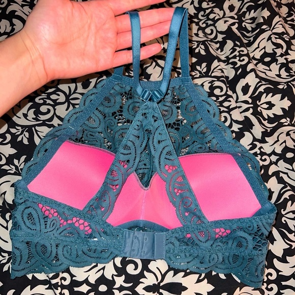 Victoria Secret Push-Up Teal Lacey Bra/Medium Size - Picture 2 of 4